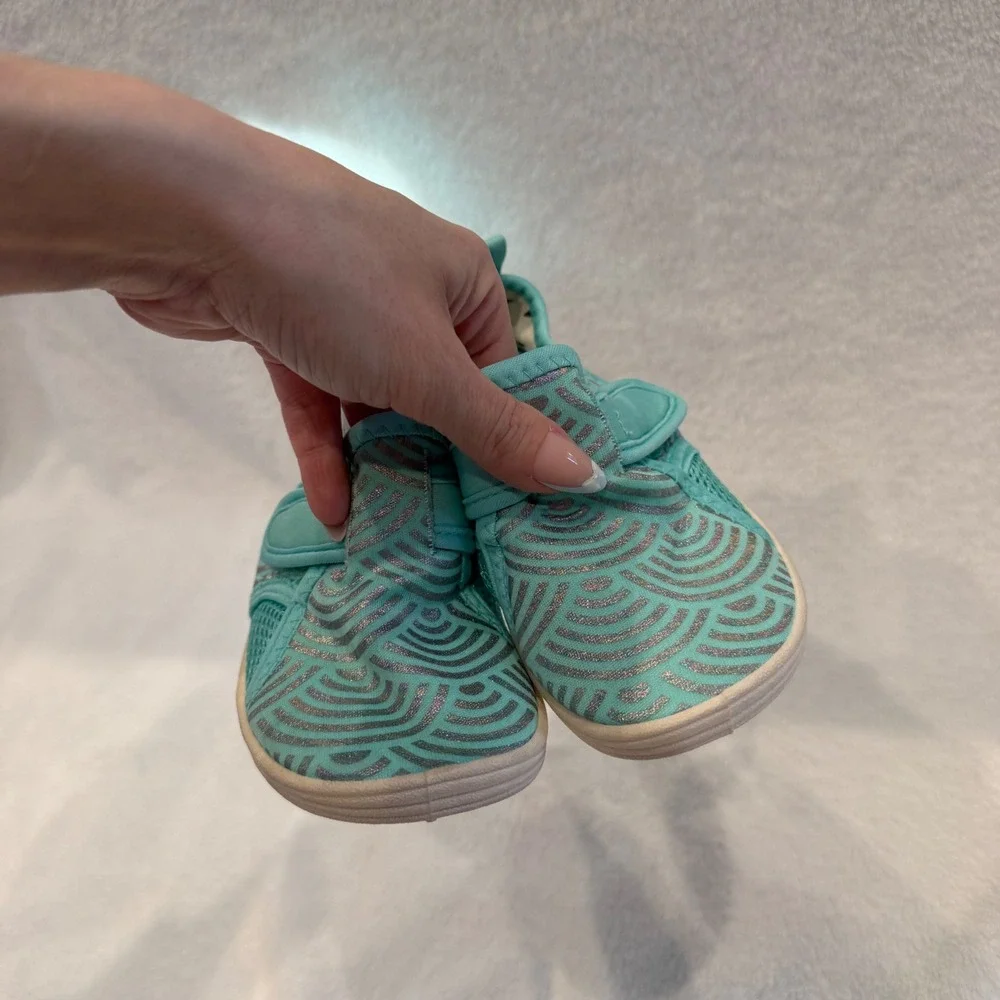 Disney‎ Ariel Little Mermaid Teal Silver Scale Mesh Water Shoes Kids Size 10